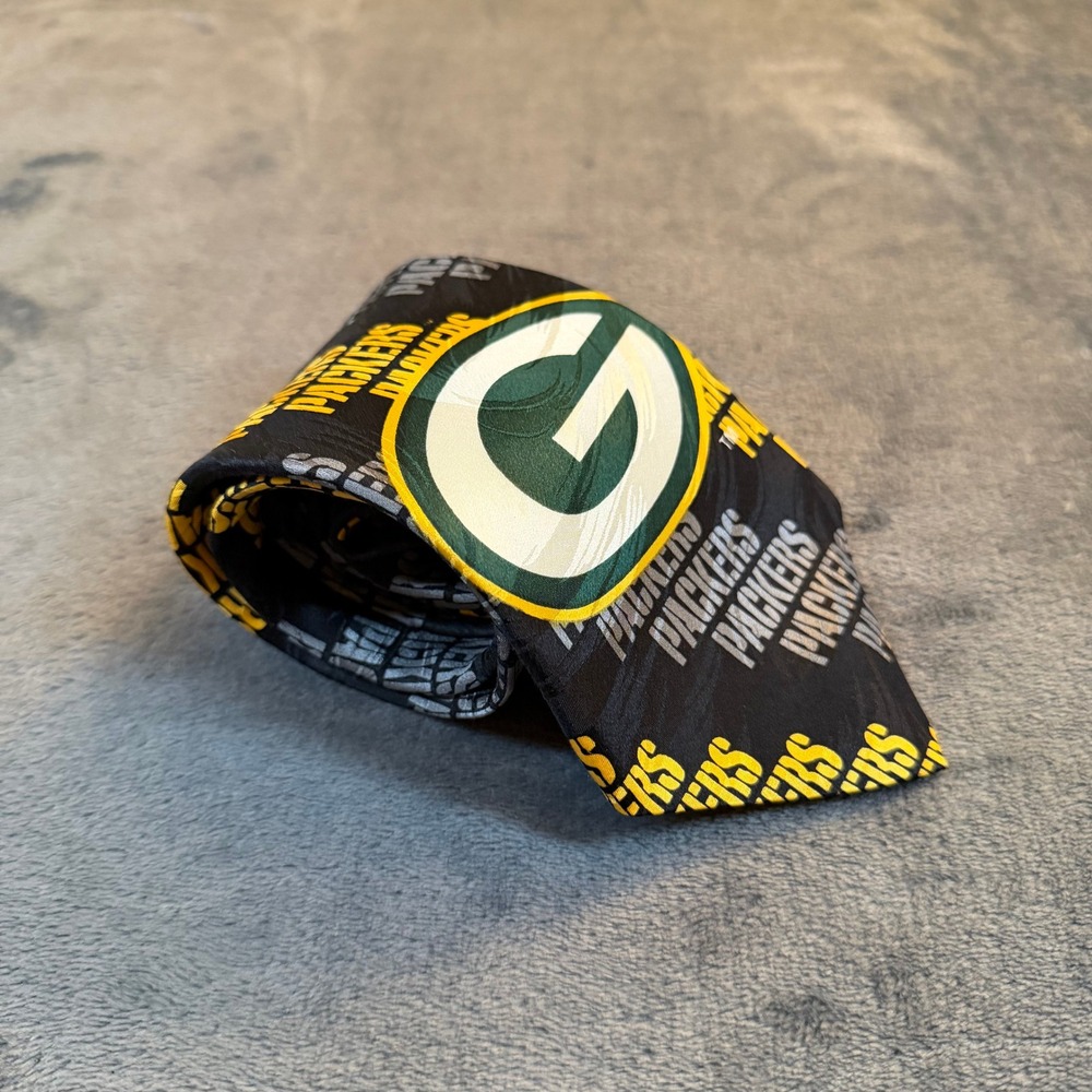 Green Bay Packers Tie RM Sport NFL Football Fan Black Yellow Green Logo